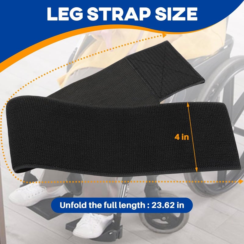 Terixe 2 Pack Wheelchair Leg Straps - Polyester Material, Reliable & Elastic - Foot, Calf & Seat Belt Restraints for Wheelchair Accessory (Width 4 inches) - Image 4